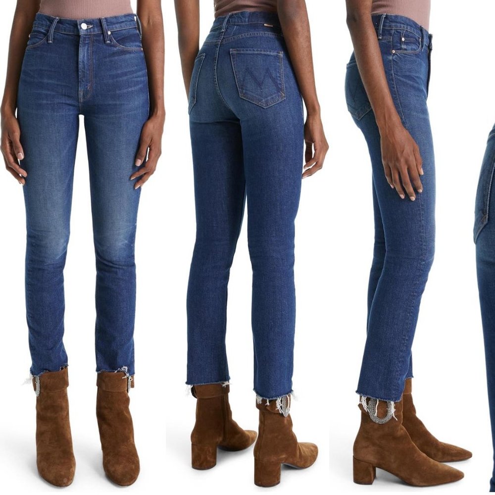 Mother Jeans | The Dazzler High Waist Frayed Ankle Skinny Jeans Size 28